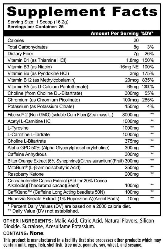 Burn Max by Panda Supplements - Peach Berry Lollipop - Supplement Facts