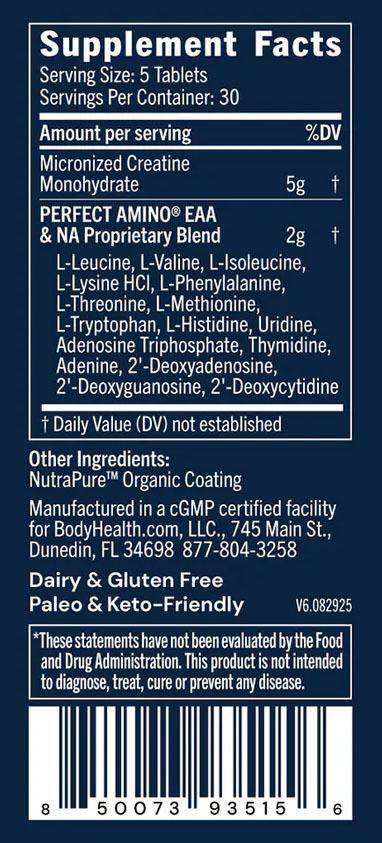 Perfect Amino Creatine Tablets by BodyHealth - Supplement Facts