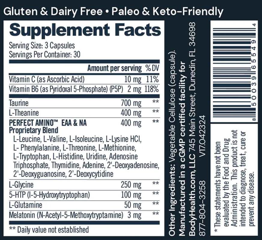 BodyHealth Sleep Enhanced with Perfect Amino - Supplement Facts