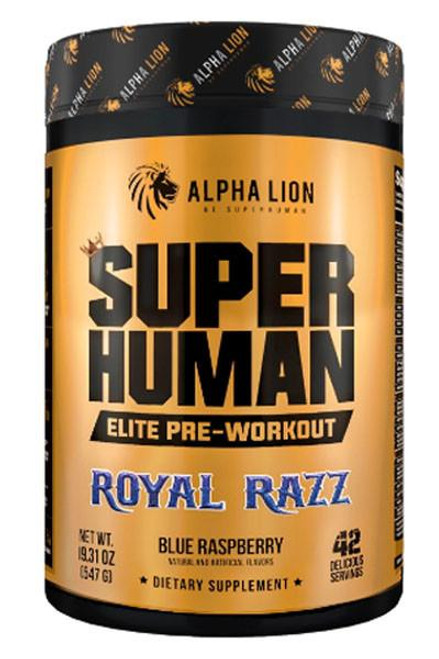 Jar of SuperHuman Elite Pre Workout by Alpha Lion - Royal Razz Flavor